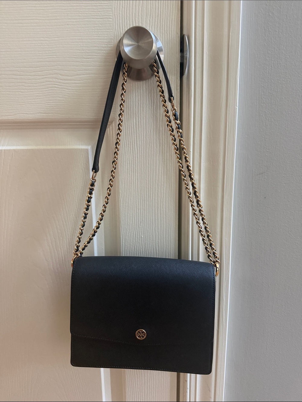 Tory Burch Black Leather Chain-Handle Shoulder Bag